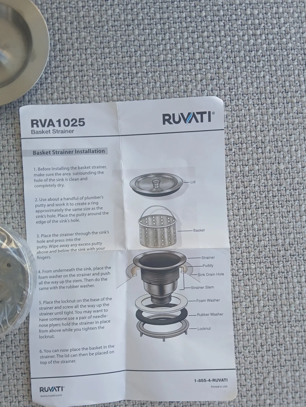Stainless Steel Sink Strainer and Stopper - Brushed Silver